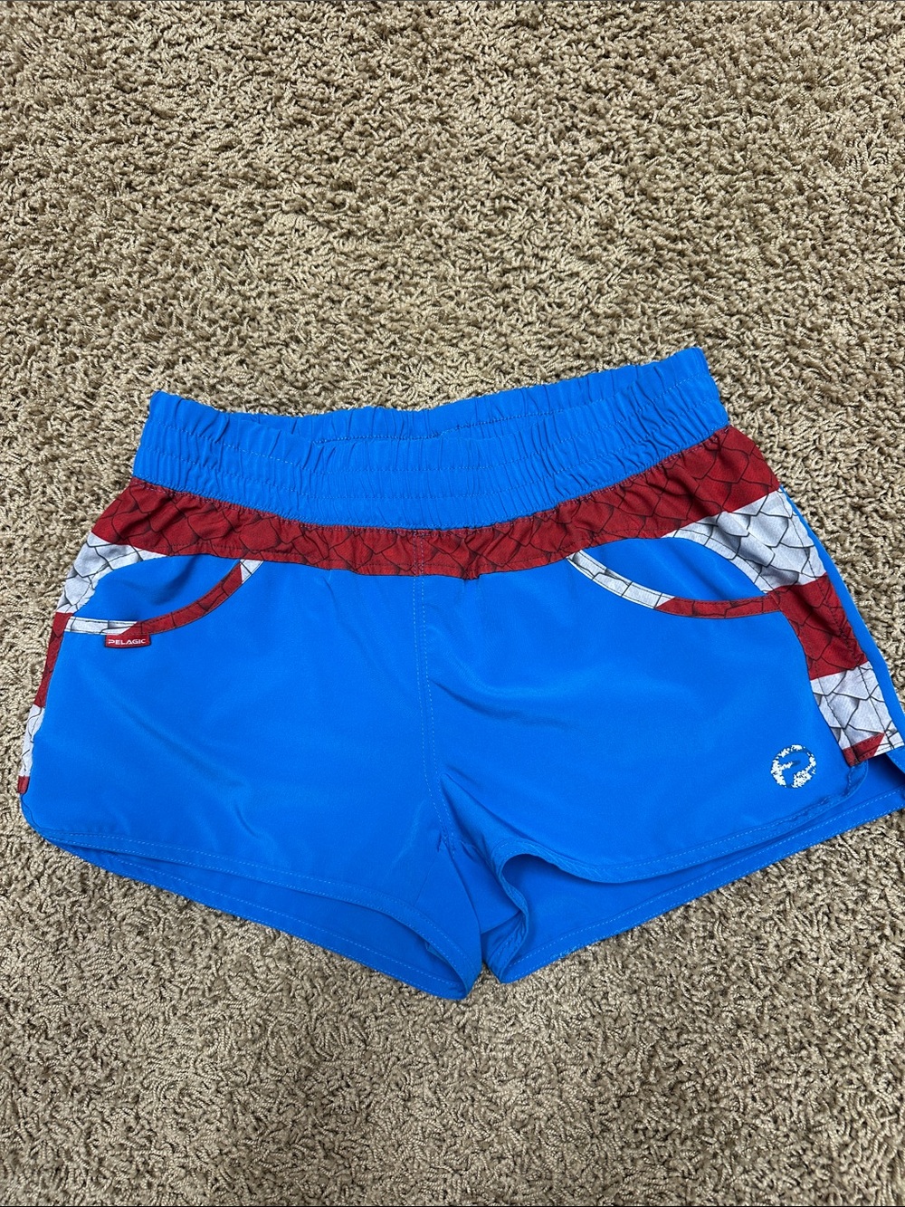 Pelagic Blue and Red Women's Athletic Shorts